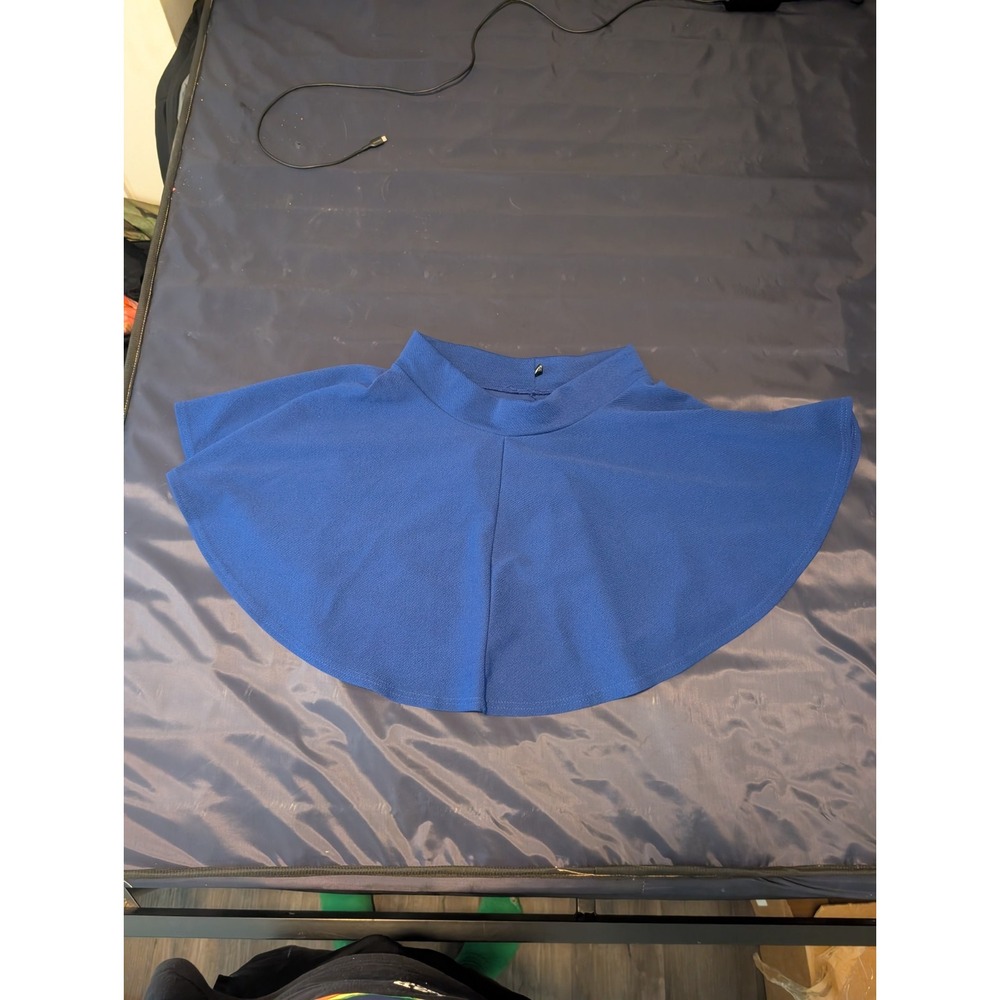 Urban Coco Womens L Royal Blue Pleated Skater Mini Skirt Solid Stretch